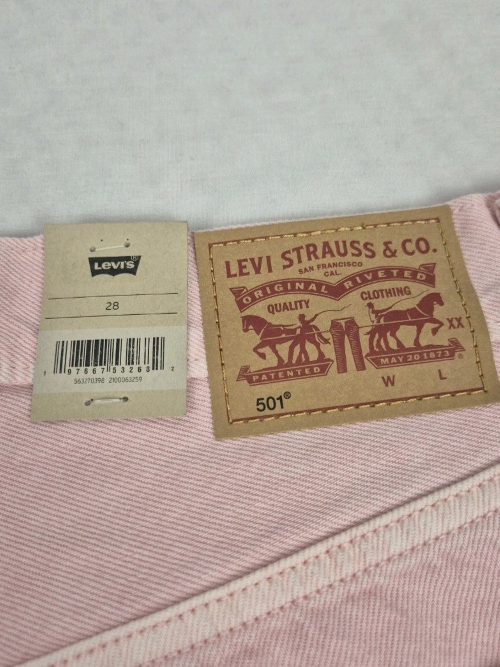 Levi's 501 Denim Shorts Womens Size 28 Pink Button Fly High Rise Cotton 28 - Picture 5 of 10